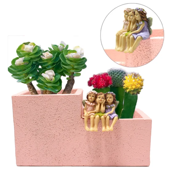 Pot de jardinière de cactus en forme d'angle en résine mignon