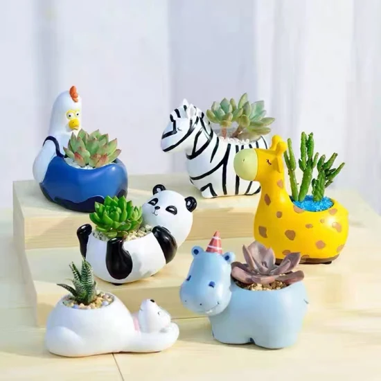 Petit Pot créatif de dessin animé pour la maison, Micro décoration de paysage, mignon petit Animal en liège, plante succulente